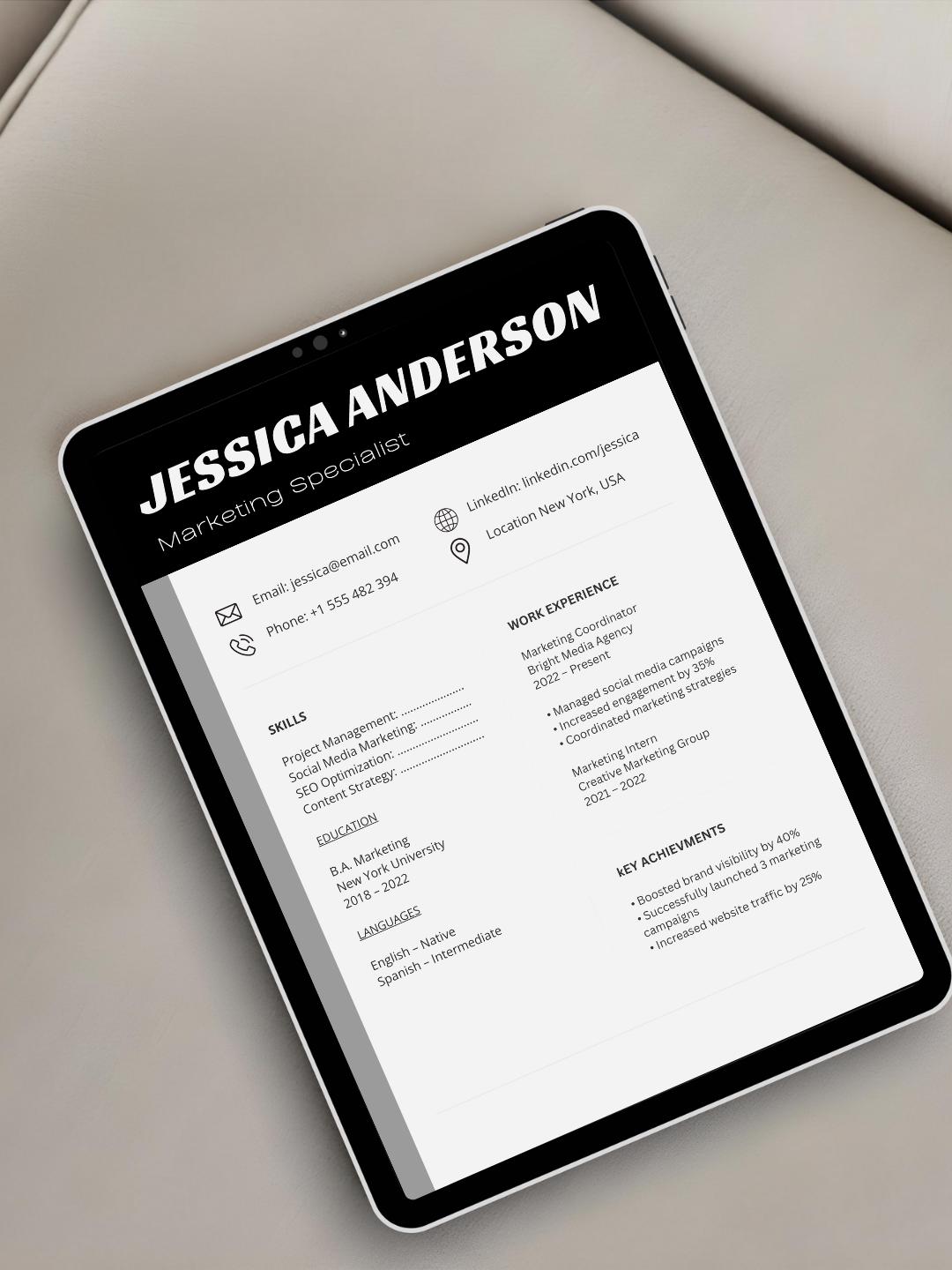 Minimalist Resume Template Canva ATS Friendly Simple CV Clean ...