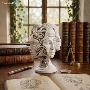 Surreal Multiple Faces Sculpture STL – Abstract Human Head Art (Digital Download)
