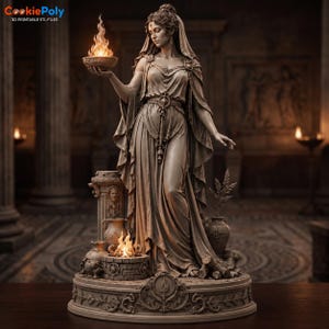 Hestia Goddess Statue STL | Greek Mythology 3D Printable Model (Digital Download)