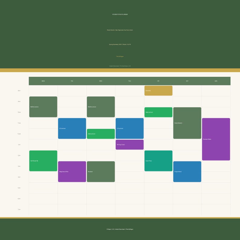 Student Study Planner Printable 2026 - Academic Planner PDF ...