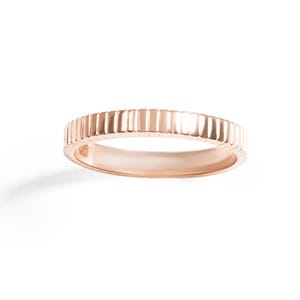 14K roséguldsring, 3 mm minimalistisk stapelvigselring