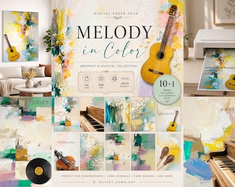 Abstract Music Printable Art, Set of 10 Designs (Instant Download)