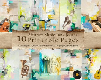 Abstract Music Printable Art, Set of 10 Designs (Instant Download)