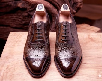 Zapatos Oxford de piel bicolor a medida: puntera reforzada hecha a mano