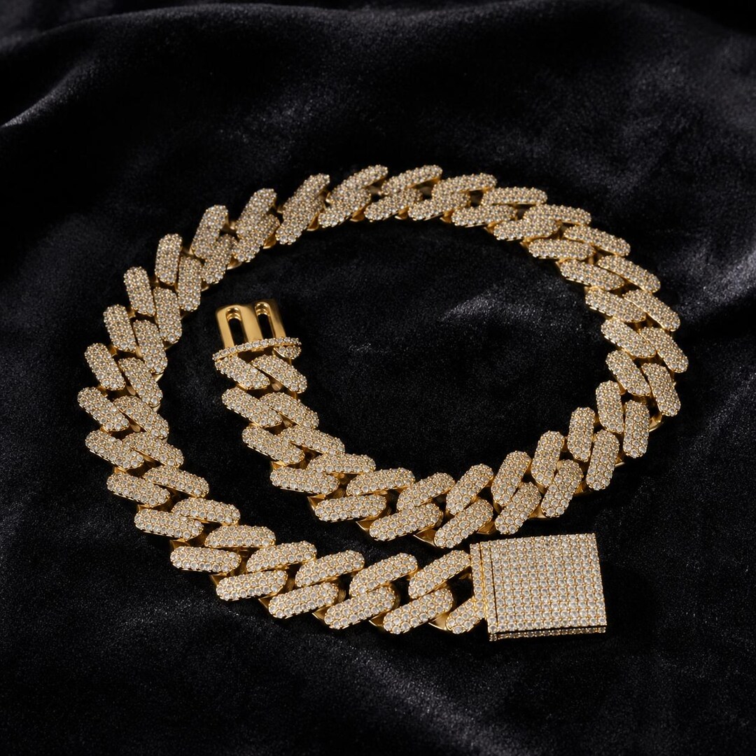 Gojg Cuban Link Chain Necklace Bracelet, Gold Silver Hip Hop Jewelry ...