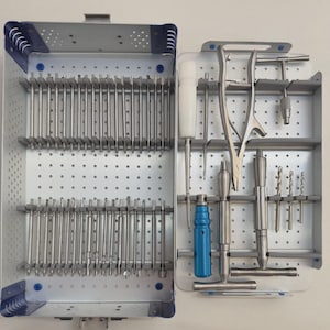 Juego de instrumentos para extracción de tornillos rotos / Kit de herramientas de precisión de acero inoxidable con caja de almacenamiento esterilizada