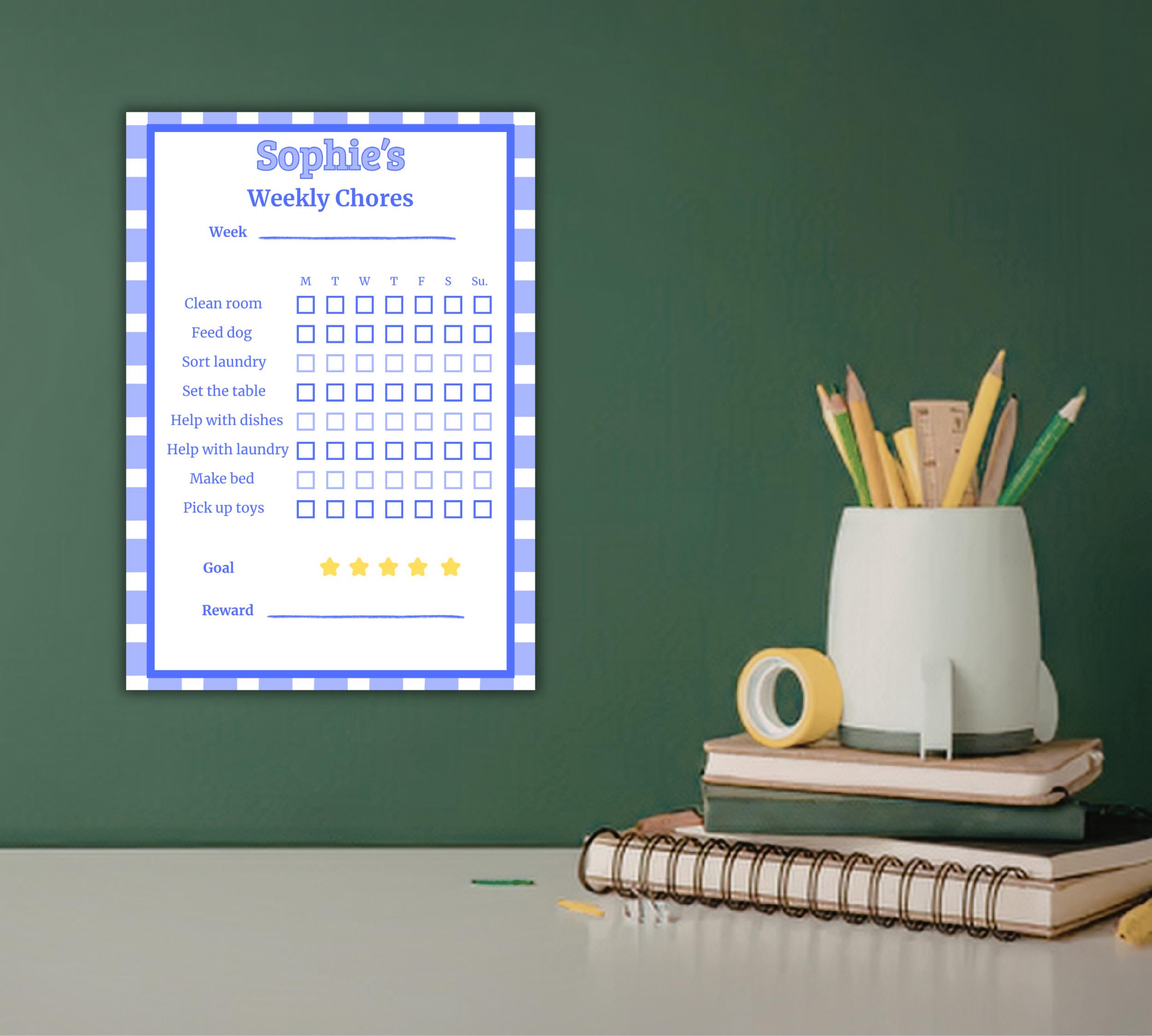 Editable Weekly Chores Chart Template, Customize in Canva and Print at ...