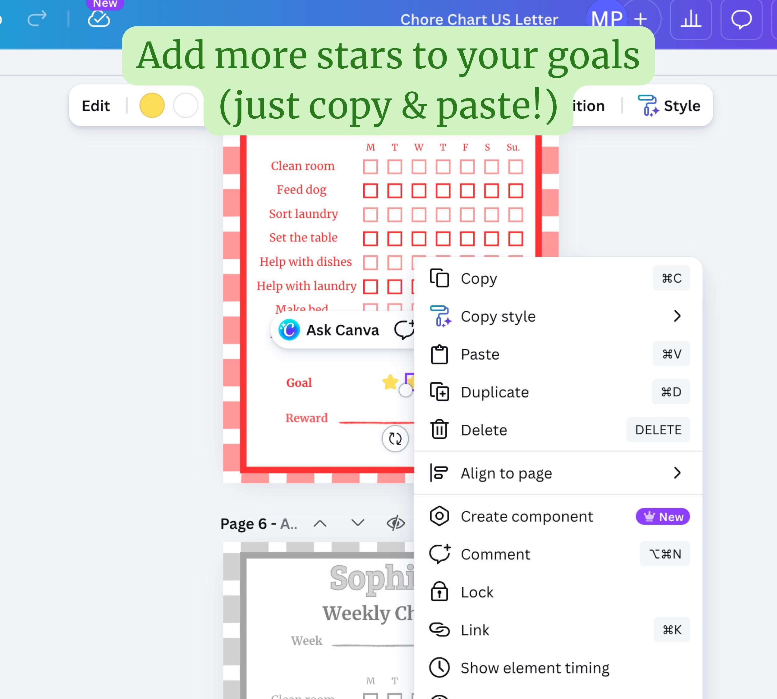 Editable Weekly Chores Chart Template, Customize in Canva and Print at ...