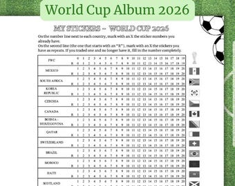 Checkliste für WM-2026-Sticker (zum Ausdrucken) | Panini-Album-Checkliste (PDF) | Doppelseitiger Sticker-Organizer für Kinder