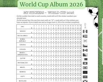 Checkliste für WM-2026-Sticker (zum Ausdrucken) | Panini-Album-Checkliste (PDF) | Doppelseitiger Sticker-Organizer für Kinder