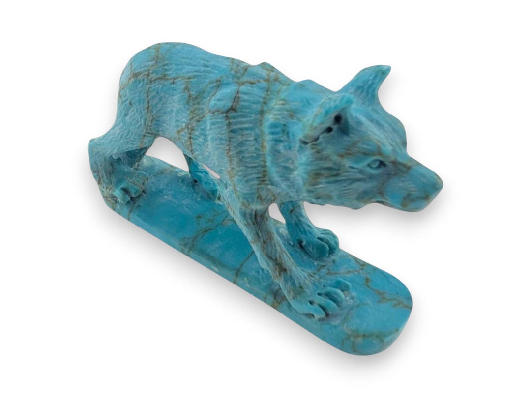 Turquoise Wolves Handcrafted Block Turquoise Wolf Table Carving - Etsy