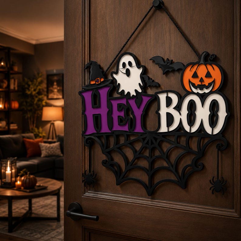 Halloween Boo Door Hanger – Spooky Wooden Ghost Sign, Laser Cut Front ...