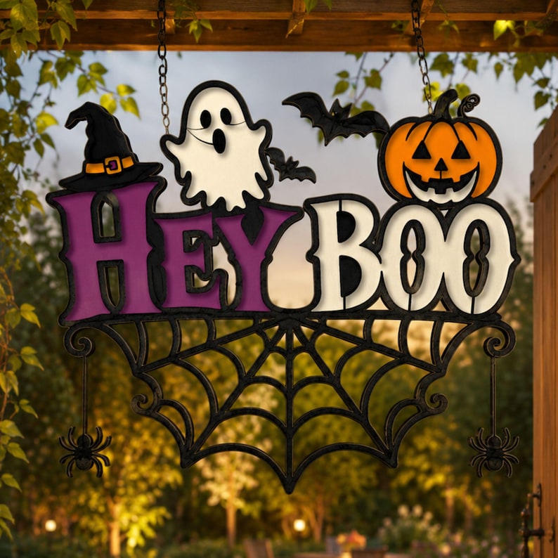 Halloween Boo Door Hanger – Spooky Wooden Ghost Sign, Laser Cut Front ...