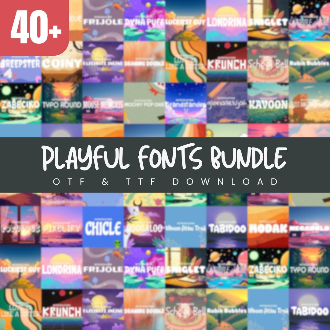 40+ Playful Fonts Bundle OTF TTF Fun Creative Fonts for DIY Wedding ...
