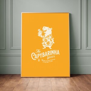 Funny Cocktail Capybara Poster | Bar Wall Art Yellow | Humorous Animal Poster Gift | Colorful Illustration Decor | Kitchen Wall Art | jpg