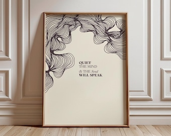 Yoga Affirmation Wall Art | Inner Voice Mindfulness Poster | Soul Line Wave Art Print | Yoga Teacher Gift | Minimalist Art Print | Digital