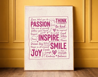 Doodle Affirmations Wall Decor for Girls | Mental Health Quote Art | Dopamine Decor | Handwritten Typography Wall Art | Digital Download
