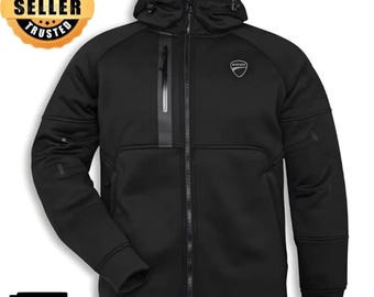 Ducati Downtown C2 Technical Sweatshirt Jacket Men CE Armored Urban Riding Hoodie New Style.