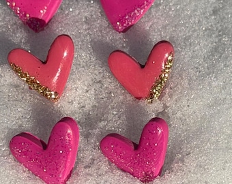 Heart Stud Earrings, Valentine Earrings, Galentine Earrings, Heart Earrings, glitter heart earrings, glitter heart studs