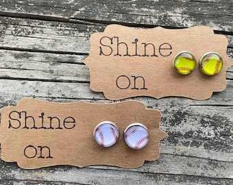 Baseball studs, softball studs, baseball earrings, softball earrings, earrings, studs