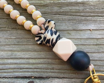 Mickey inspired wood bead lanyard, teacher wood bead lanyard, wood bead lanyard, lanyard, teacher accessories