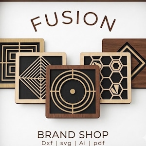6 Geometric Laser Cut Coasters BUNDLE (SVG/DXF) | Modern 2-Layer Wood Patterns | Cricut & Glowforge Ready | Flash Sale Offer!