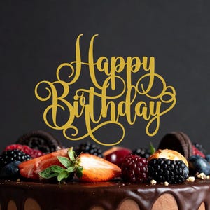 Decorazione per torta con scritta "Buon compleanno" – File di taglio SVG/PDF (Download digitale)