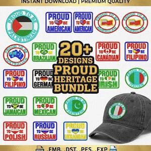 Proud Heritage Embroidery Designs Bundle | Country Flag Patches Pes Dst Emb Exp (Instant Download)