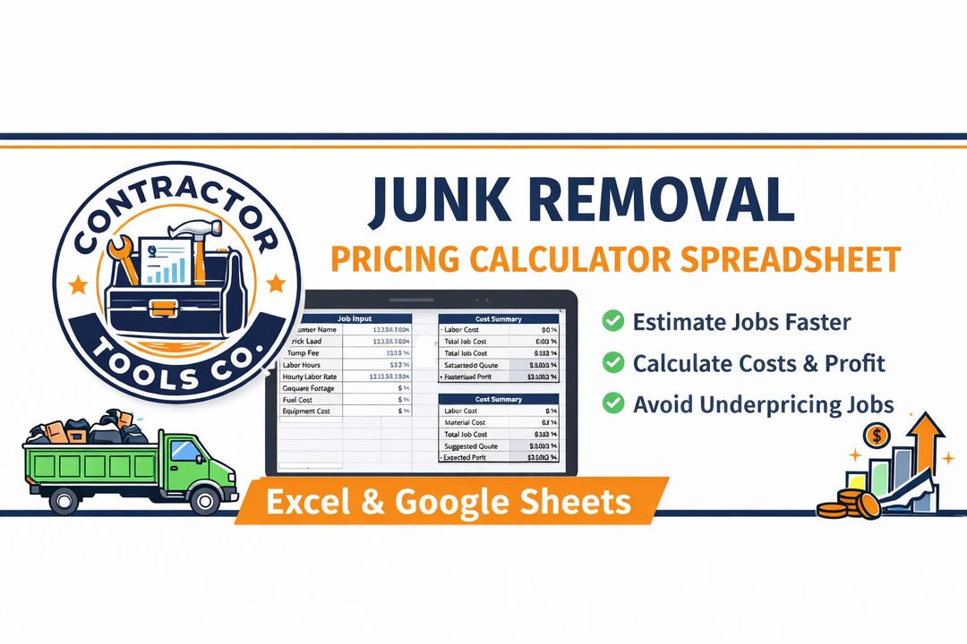 Junk Removal Pricing Calculator Spreadsheet | Hauling Job Cost ...