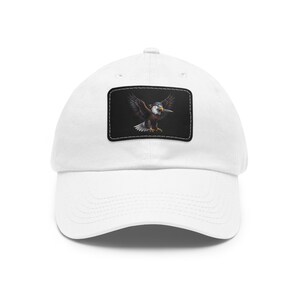 Flying Bald Eagle Leather Patch Dad Hat, Distressed American Eagle Cap image 15