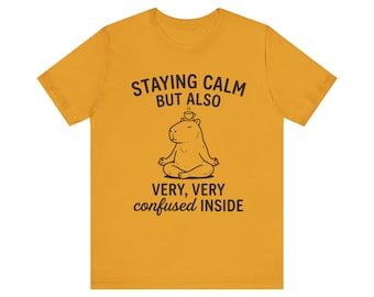 Funny Capybara Zen T-Shirt, Staying Calm But Confused Graphic Tee