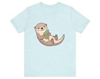 Sea Otter Floating T-Shirt, Hand-Illustrated Wildlife Top, Ocean Lover Gift