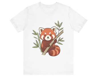 Red Panda Bamboo T-Shirt, Kawaii Forest Animal Graphic Tee