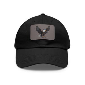 Flying Bald Eagle Leather Patch Dad Hat, Distressed American Eagle Cap image 8