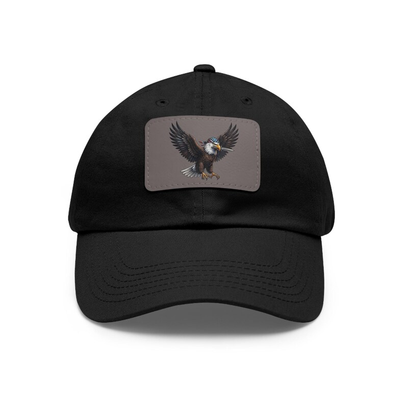 Flying Bald Eagle Leather Patch Dad Hat, Distressed American Eagle Cap image 8