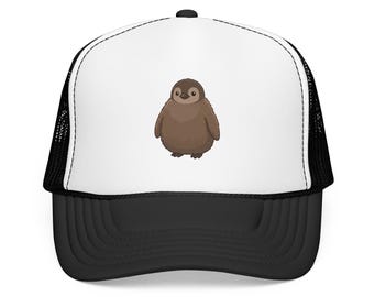 Funny Confused Bird Trucker Hat, Retro 90s Aesthetic Bird Foam Mesh Back Cap, Weirdcore Meme SnapbackAlt Fashion Accessory