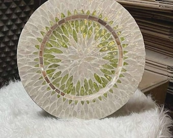 Mother of Pearl Decorative Plate, Coastal Shell Wall Decor
