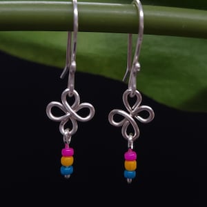 Silver Pansexual Pride Clover Earrings, Pan Pride Ally Earrings, Pan Pride Symbol Jewelry, LGBTQ+ Earrings, Pansexual Gift, LGBTQ Pride Gift
