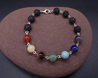 Chakra Lava Perlen Aromatherapie Armband: Ätherisches Öl Diffuser Schmuck