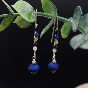 Lapis Lazuli Mixed Gemstone Earrings, Silver
