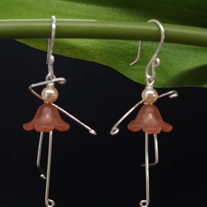 Dainty Peach Ballet Dancer Earrings: Cute Ballerina Jewelry Gift for Dance Recital, Girls & Lovers