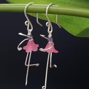 Pink and Purple Ballet Earrings, Dainty Dancer Jewelry, Ballet Dancer gift, Dance recital gift, Ballet Lover Gift, Ballerina gift