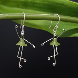Green Tutu Dancer Earrings, Cute Dancer Earrings, Dainty Jewelry, Ballet Dancer gift, Dance recital gift, Ballet Lover Gift, Ballerina gift