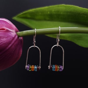 Mixed Gemstone Silver Earrings