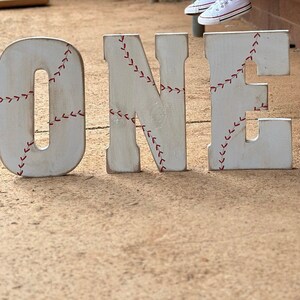 Baseball ONE, Baseball Wall Decor, Sports Wall Decor, Boys Room Decor, Baseball Letters image 1