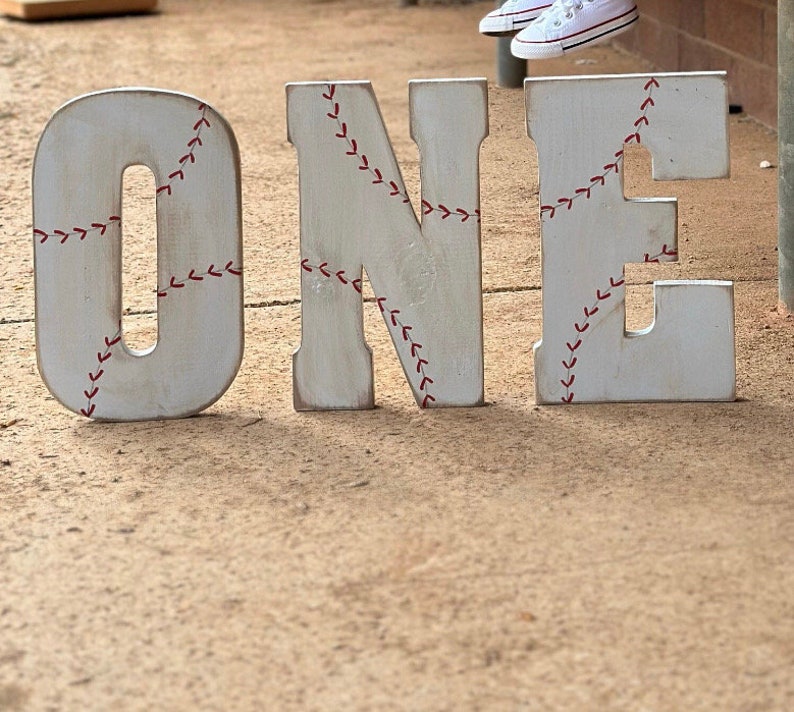 Baseball ONE, Baseball Wall Decor, Sports Wall Decor, Boys Room Decor, Baseball Letters Bild 1