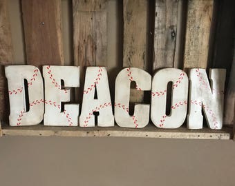 9.5" Baseball Letter, Dirty Baseball, Standing Wood, Used Baseball Sign, Boys Room, Fan Sign, Nursery Decor, Baby Shower, Baby Boy Gift