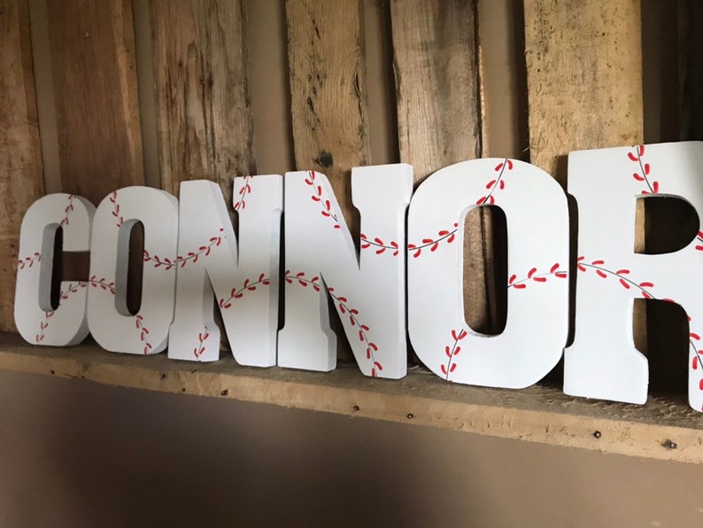 Nombre de béisbol, Letras de béisbol, Nombre de béisbol personalizado, Guardería de béisbol, Habitación para niños, Decoración de guardería, Baby Shower, Regalo de niño bebé imagen 5