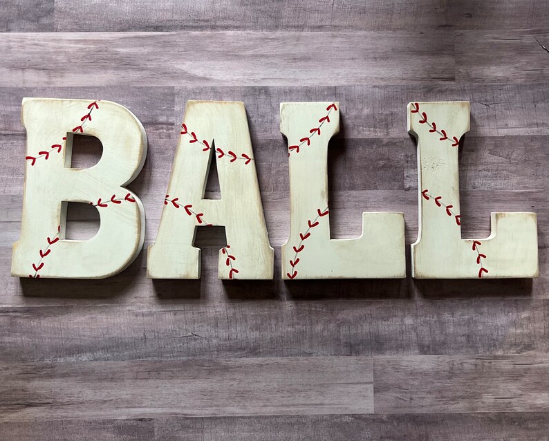 Ballball, Baseball Letters, Personalized Baseball Name, Baseball Nursery, Boys Room, Nursery Decor, Baby Shower, Baby Boy Gift image 1