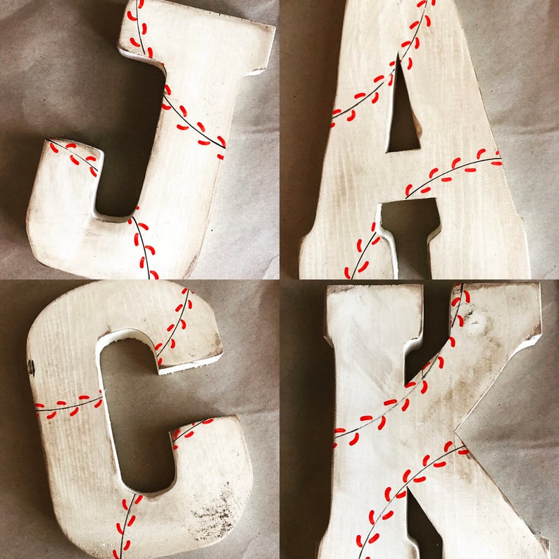 Baseball Wall Decor, Baseball Letter, Personalized Baseball Sign, Baseball Baby Shower, Baseball Room, Baby Shower Decor image 4